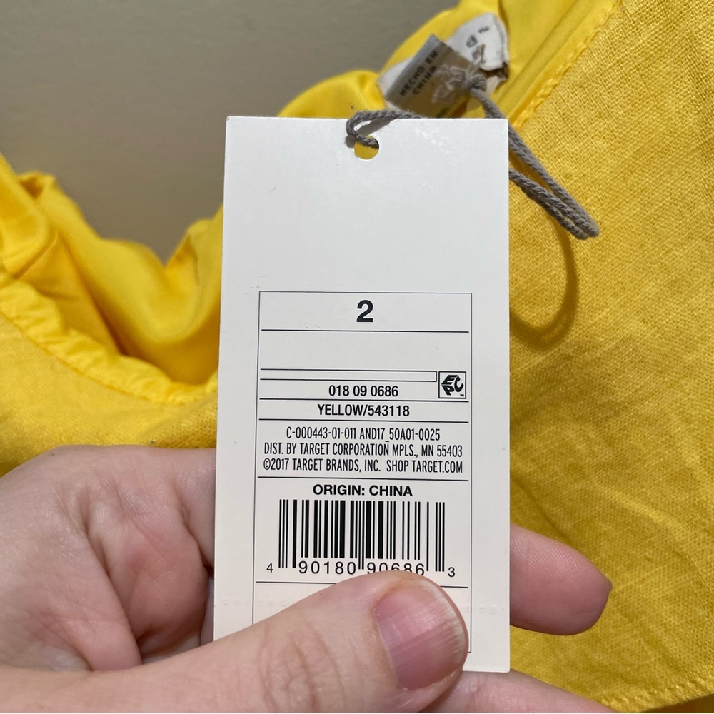 A New Day One Shoulder Ruffle Asymmetrical Hem Dress Yellow Women Size 2 NWT - Picture 7 of 9